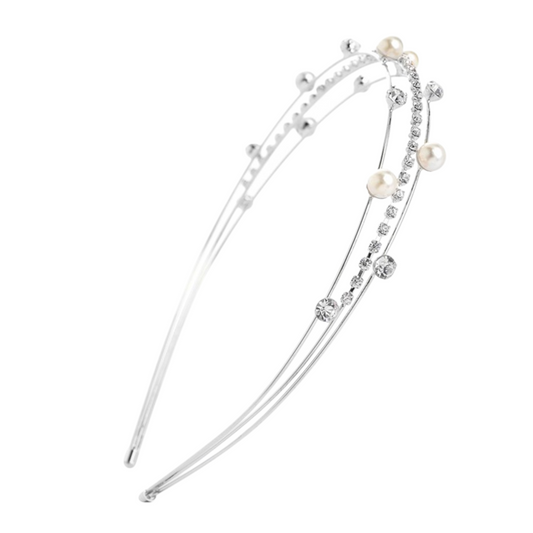 Pearl Crystal Double Layer Headbands – Silver & Rose Gold