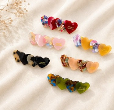 Sweet Muse Heart Hair Clip Set – Romantic Candy Collection (6 Colours)
