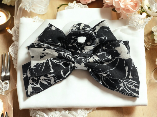 Floral Bow Hair Claw – Elegant Printed Ribbon Clip (3 Styles)