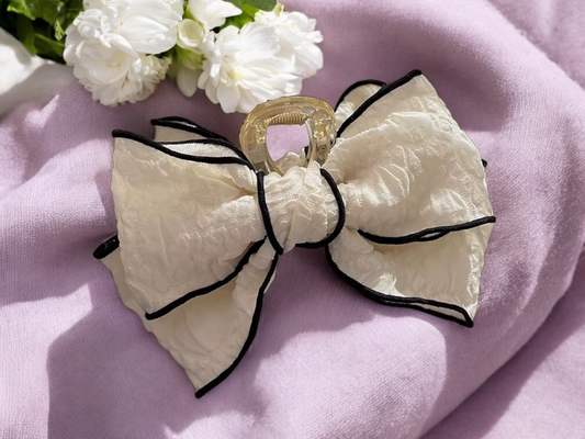 Contrast Satin Bow Hair Claw – Elegant Duo Collection (2 Colours)