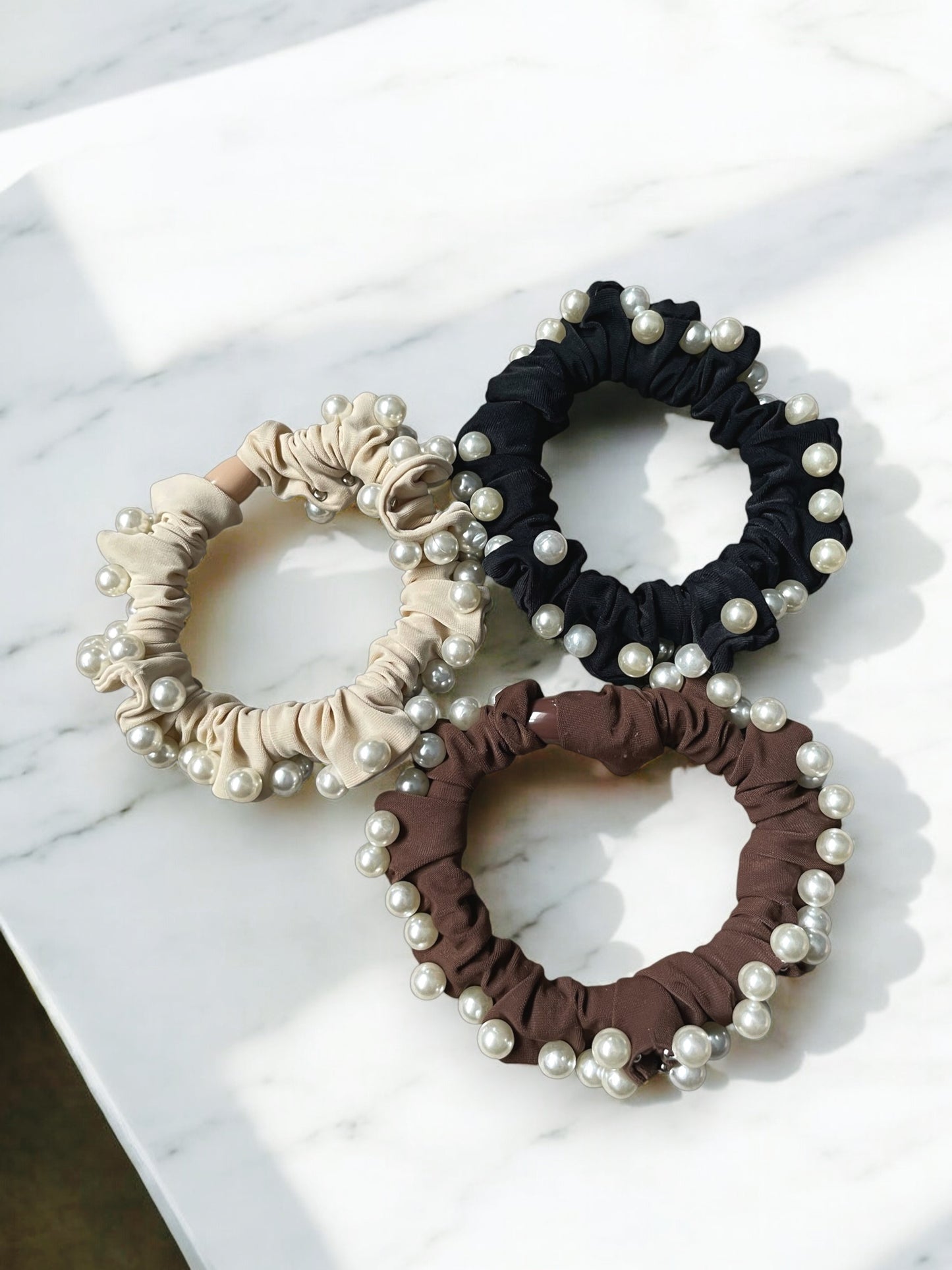 Pearl-Embellished Hair Tie (Elegant 3 Colours)