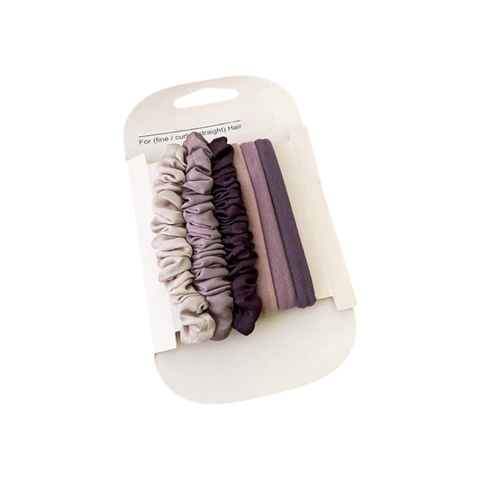 Soft Touch Hair Tie – 6pcs Neutral Colours Set (4 Styles)
