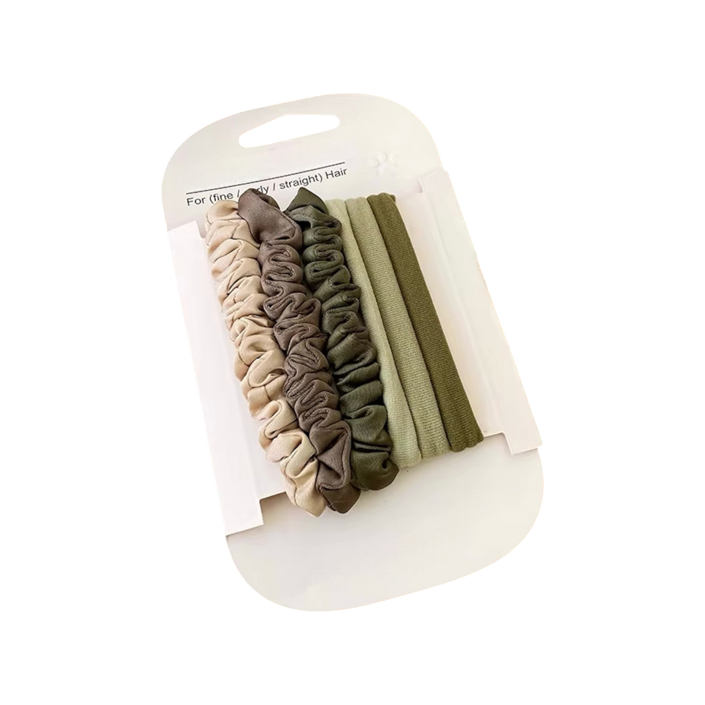 Soft Touch Hair Tie – 6pcs Neutral Colours Set (4 Styles)