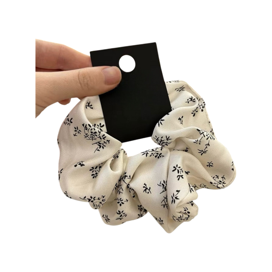 Leaf Print Chiffon Scrunchie – (3 Colours)