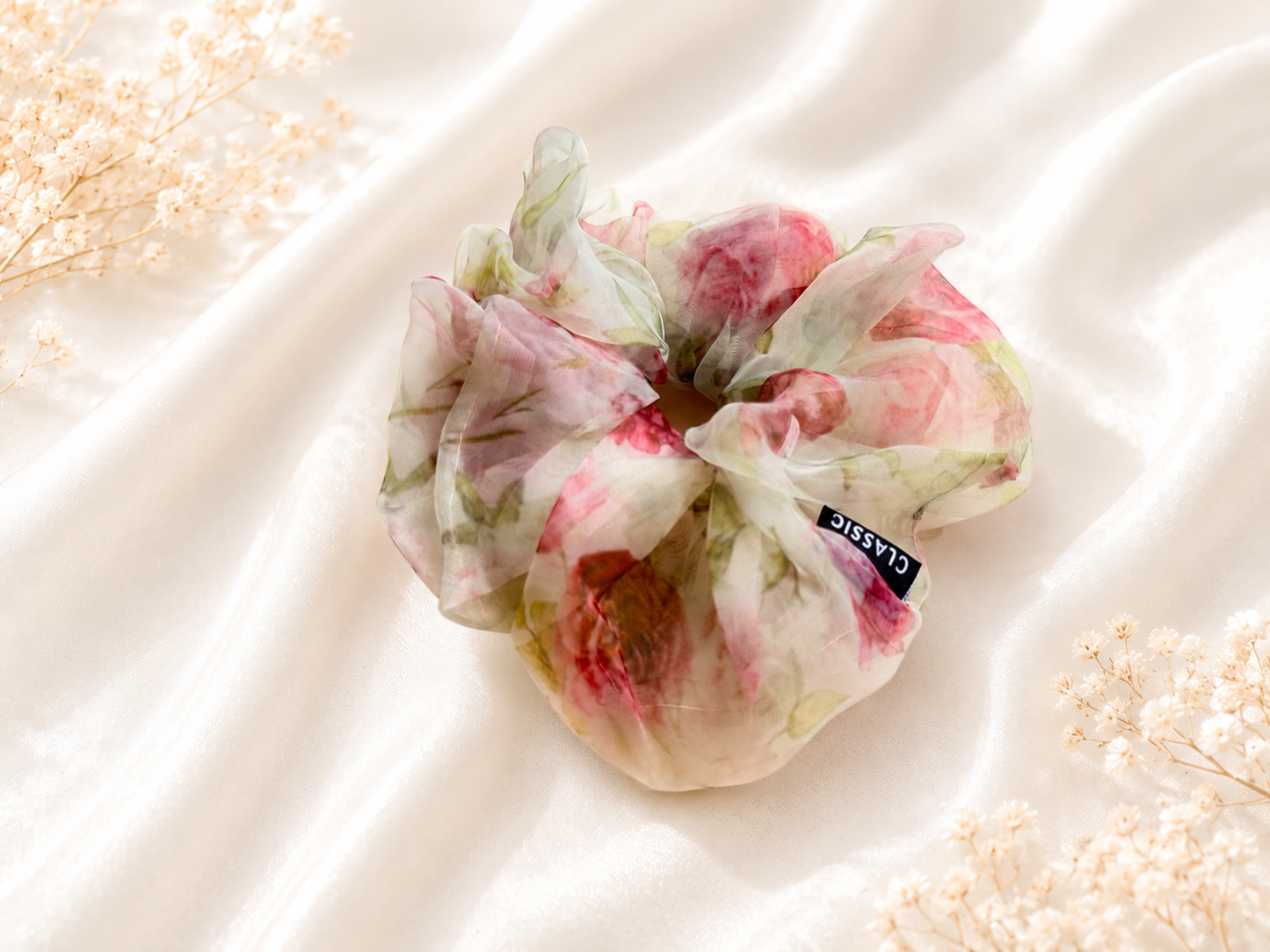 Dreamveil Bloom Scrunchie – Sheer Floral Collection (3 Colours)