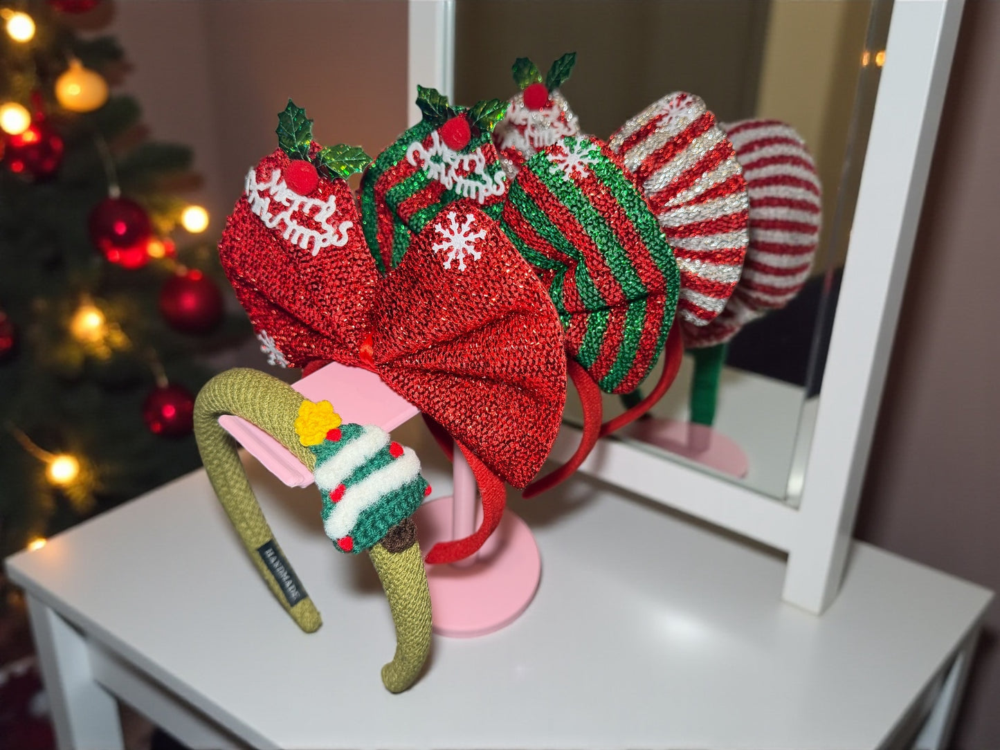 Christmas Headbands – Big Bow & Knitted Tree (4 styles)