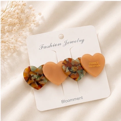 Sweet Muse Heart Hair Clip Set – Romantic Candy Collection (6 Colours)