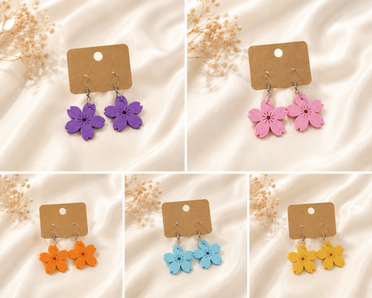 Bloom Sakura Flower Earrings – Lightweight Stainless Steel Collection (5 Colours)