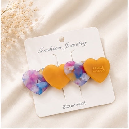 Sweet Muse Heart Hair Clip Set – Romantic Candy Collection (6 Colours)