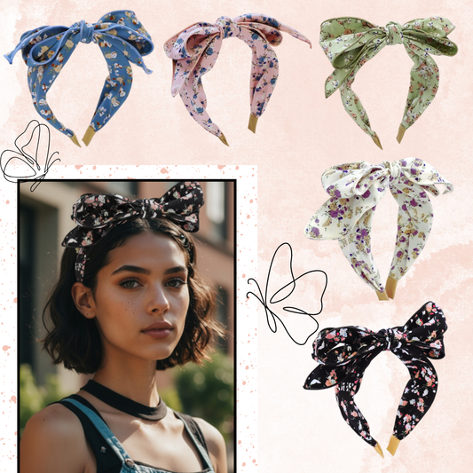 Bowknot Floral Headband – Oversized Bow Hair Accessory (5 Styles)