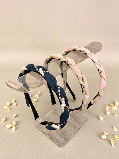 Pearl Braid Satin Headband – Elegant Grace Collection (3 Colours)