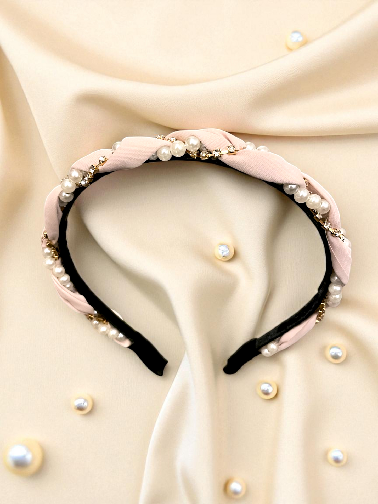 Pearl Braid Satin Headband – Elegant Grace Collection (3 Colours)