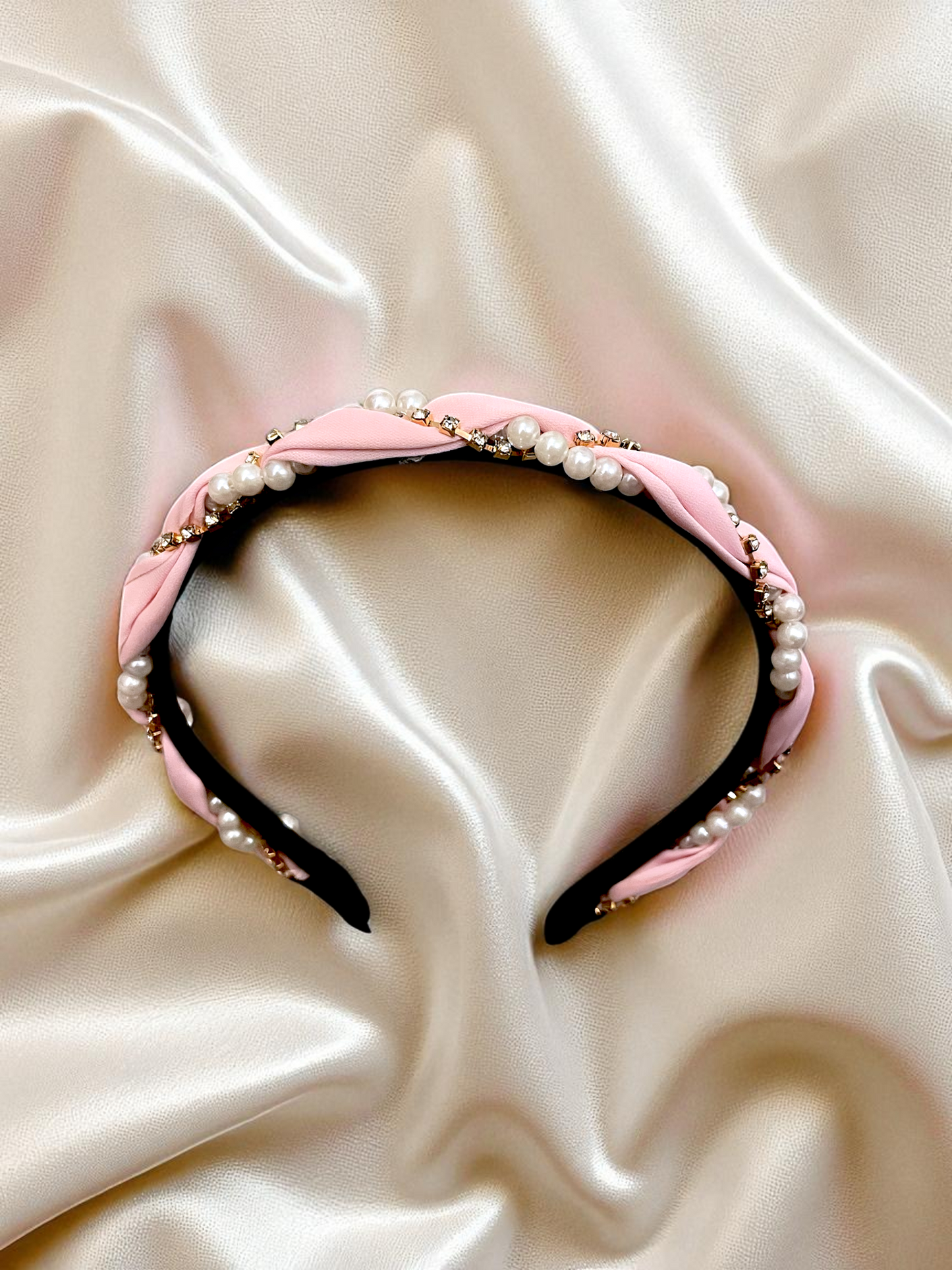 Pearl Braid Satin Headband – Elegant Grace Collection (3 Colours)
