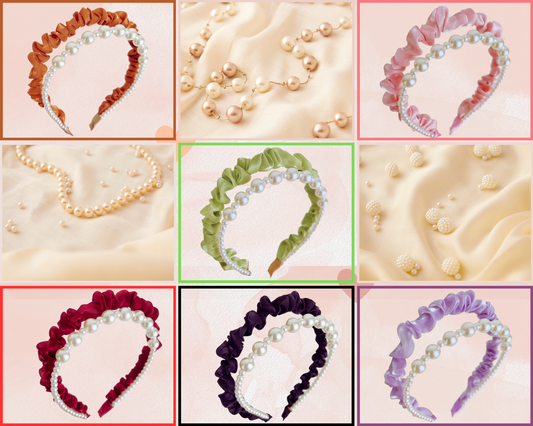 Ruffled Pearl Headbands – Elegant Women’s Hair Accessories (6 Colours)