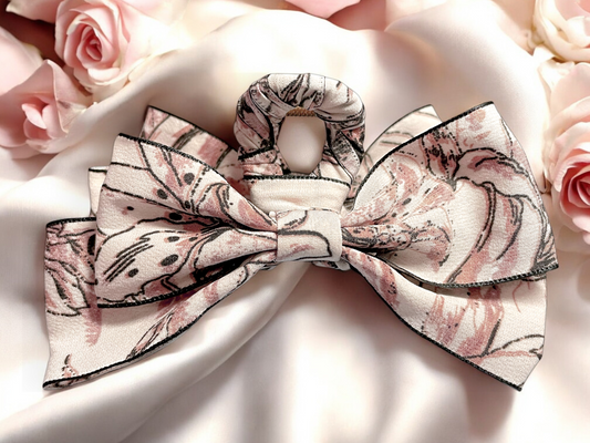 Floral Bow Hair Claw – Elegant Printed Ribbon Clip (3 Styles)