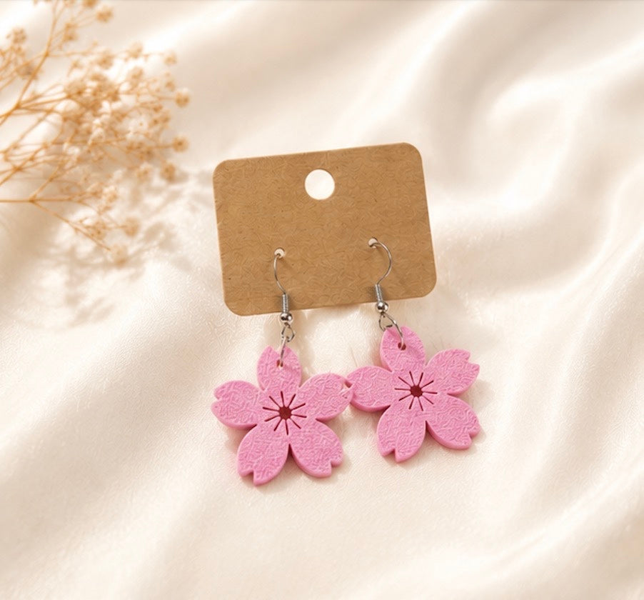 Bloom Sakura Flower Earrings – Lightweight Stainless Steel Collection (5 Colours)