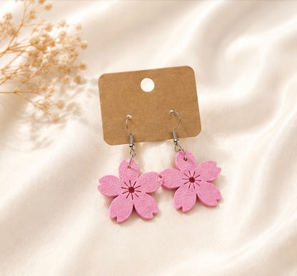 Bloom Sakura Flower Earrings – Lightweight Stainless Steel Collection (5 Colours)