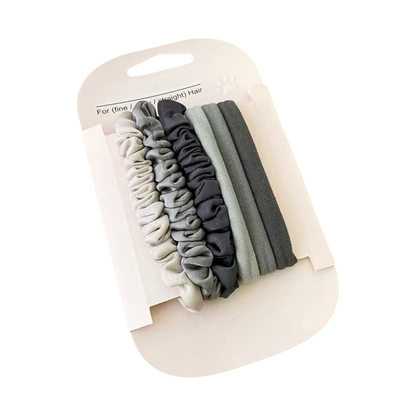 Soft Touch Hair Tie – 6pcs Neutral Colours Set (4 Styles)