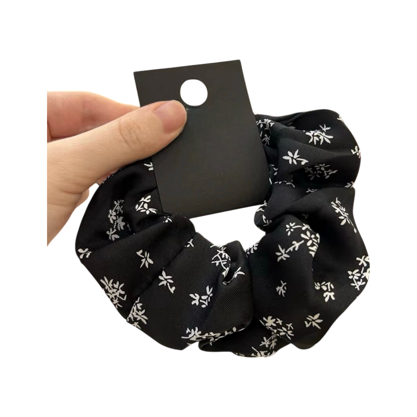 Leaf Print Chiffon Scrunchie – (3 Colours)