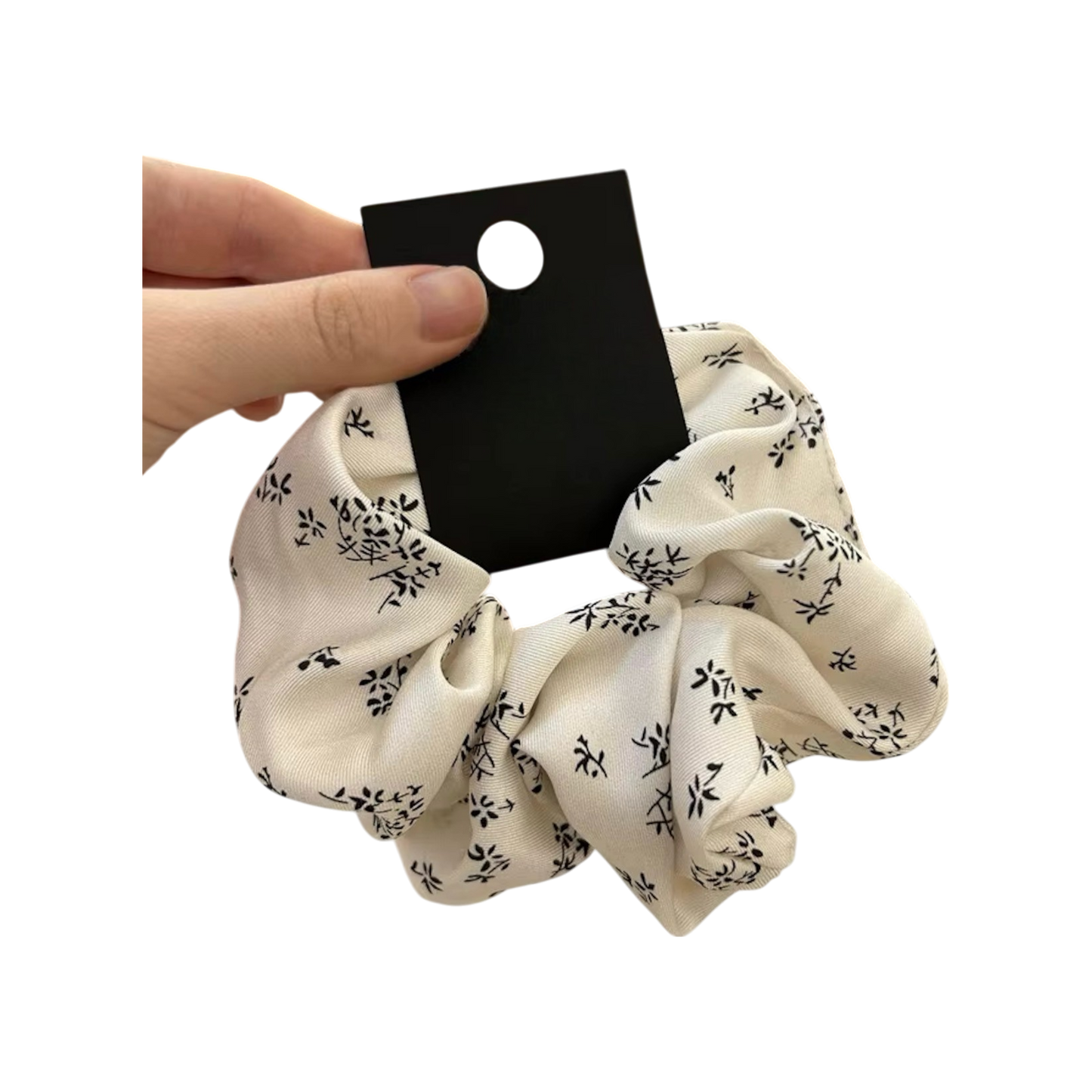 Leaf Print Chiffon Scrunchie – (3 Colours)