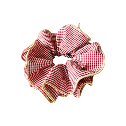 Ruffle Gingham Scrunchies  (5 Retro Colours)