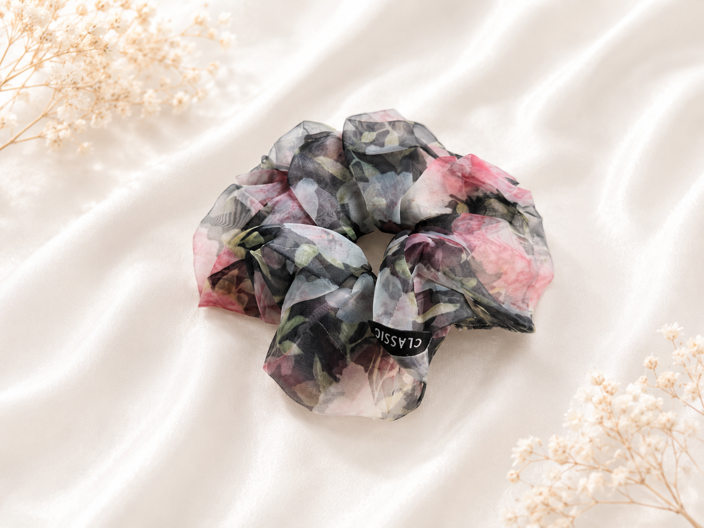 Dreamveil Bloom Scrunchie – Sheer Floral Collection (3 Colours)