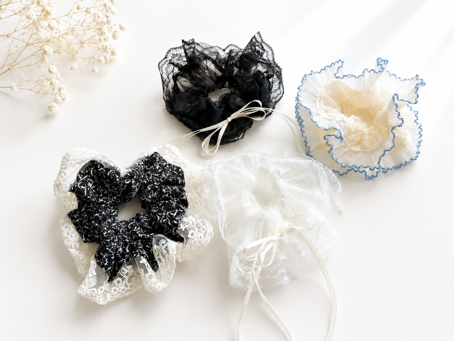 Luna Lace Scrunchie – Romantic Ribbon Collection (4 Colours)