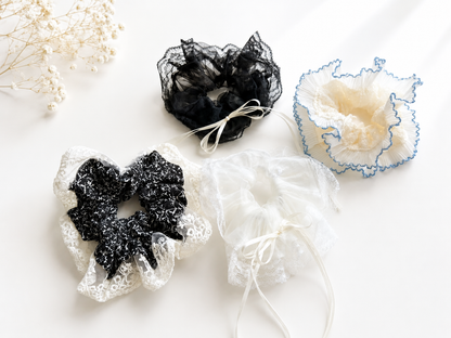 Luna Lace Scrunchie – Romantic Ribbon Collection (4 Colours)