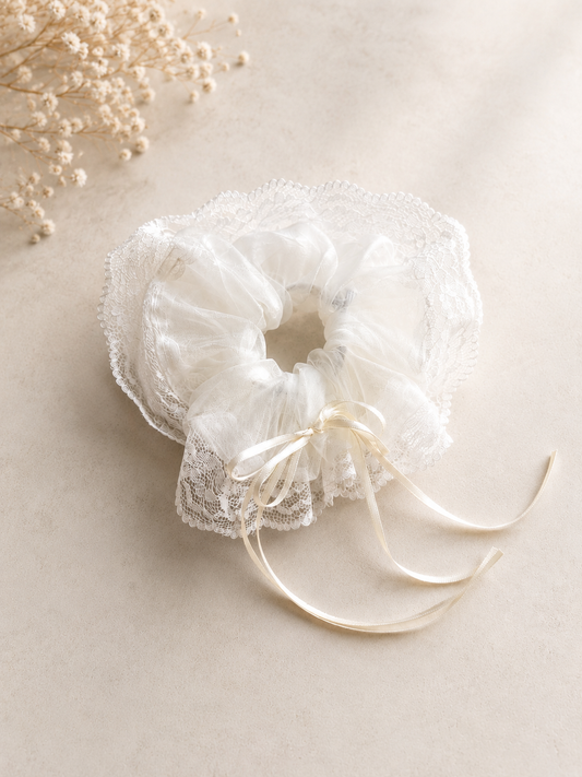 Luna Lace Scrunchie – Romantic Ribbon Collection (4 Colours)